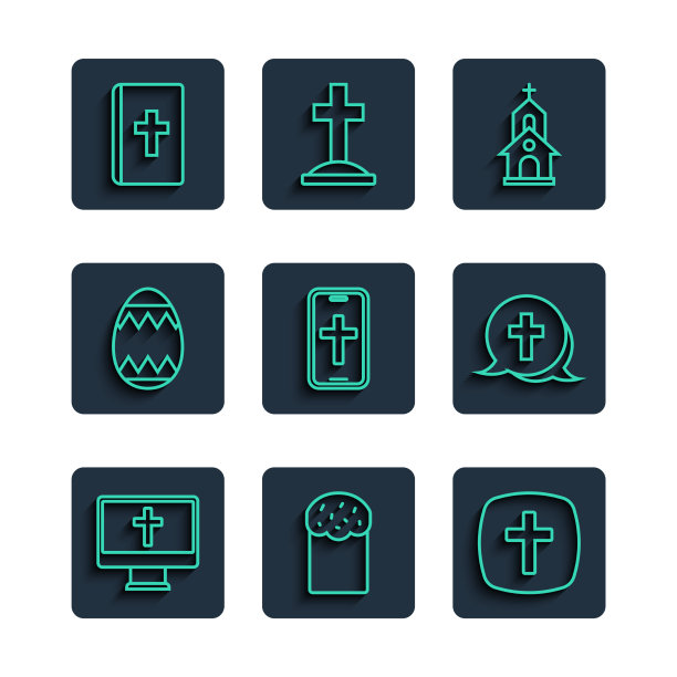 在复活节蛋糕上设置基督教十字线图片下载