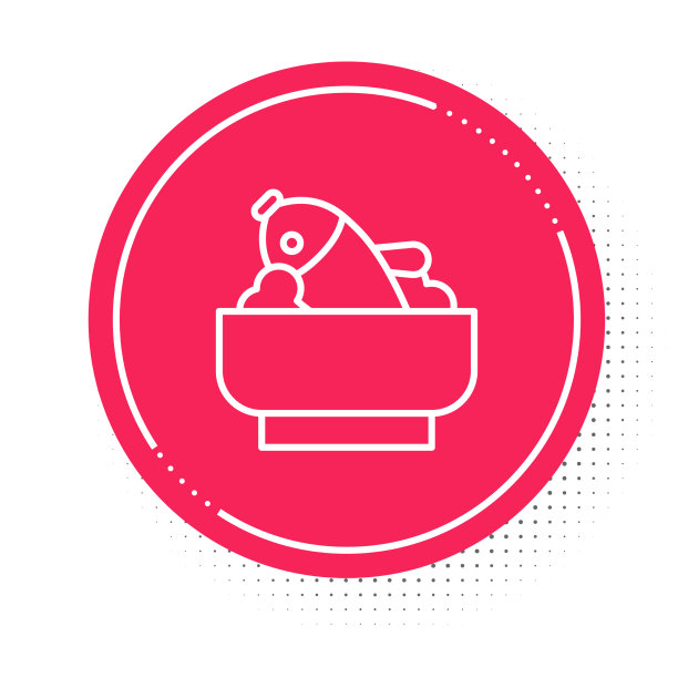 白线饭与鱼在碗中图标孤立图片下载