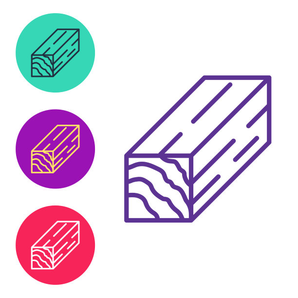 将线条木梁图标孤立在白色上图片下载