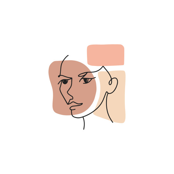 连续单线女性面部画像图片下载