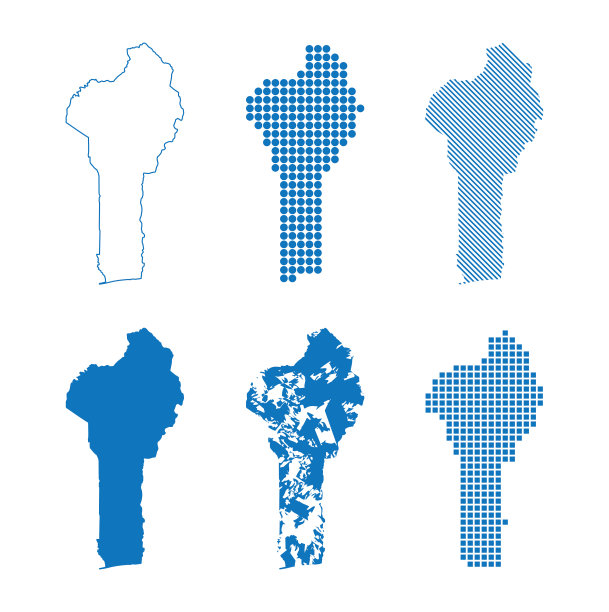 贝宁共和国地图-一组剪影图片下载