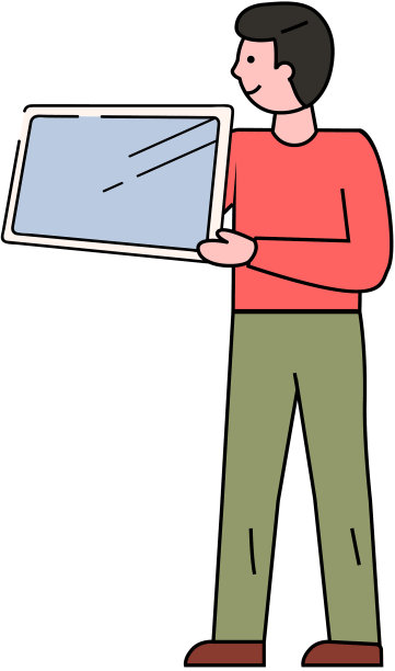 年轻人拿着笔记本或平板电脑站着图片下载