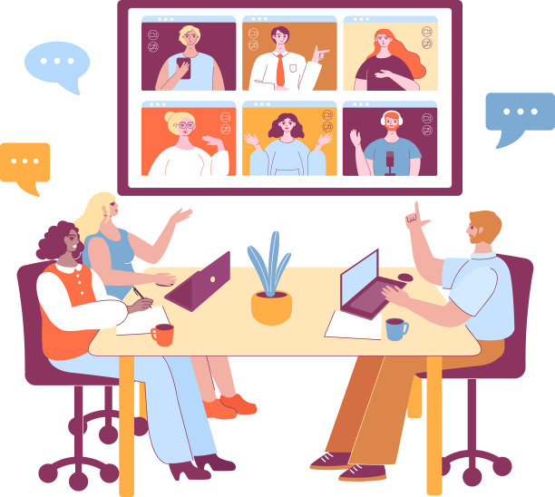 办公室和远程团队会议国外业务图片下载