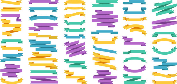 丝带横幅设置标志标题框古董标签图片下载