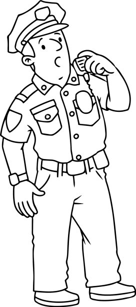 警察正对着收音机上的填色本说话图片下载