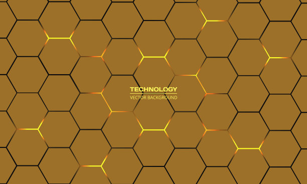 深黄六边形技术摘要图片下载