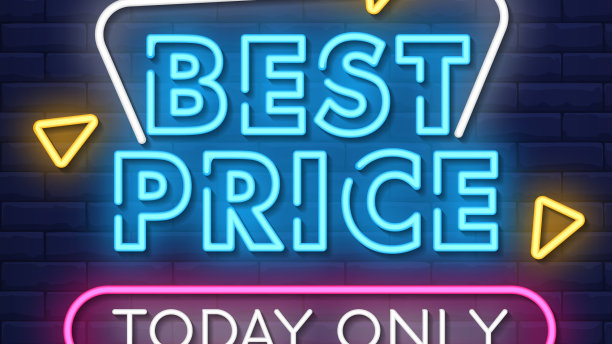 最好的价格霓虹灯标志风格文字图片下载