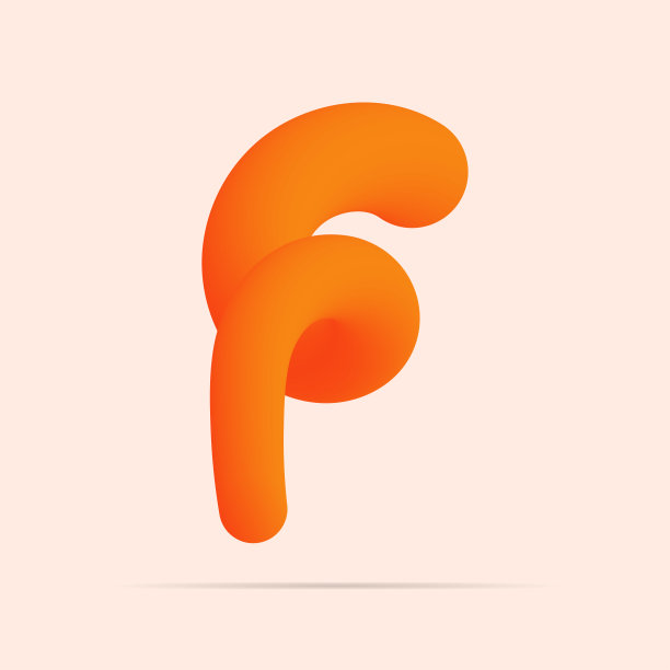 F字母闪亮的橙色标志图片下载