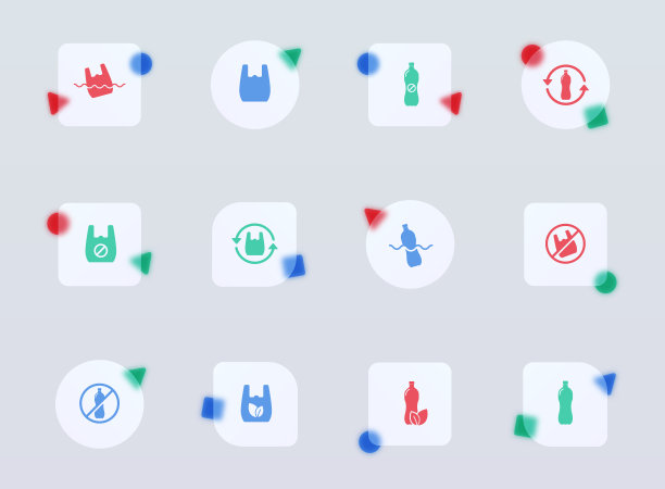 没有塑料玻璃形态时尚的风格图标。无塑料透明玻璃彩色矢量图标与彩色数字。用于网页和UI设计，移动应用程序和促销商业广告图片下载