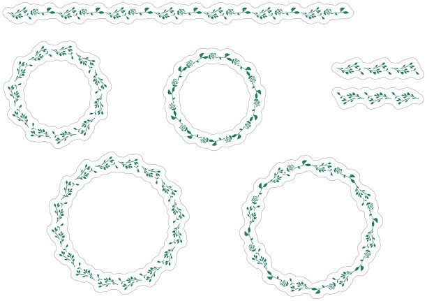 叶框架集。(包括贴纸的排队。)图片下载