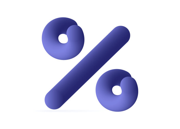 百分比图标3 d。利率的特别折扣、变动、增减。财务签，佣金，最好的促销报价。很大比例的贷款和存款。矢量插图。图片下载