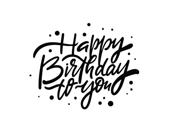 祝你生日快乐，毛笔书法短语。贺卡庆祝文字。图片下载