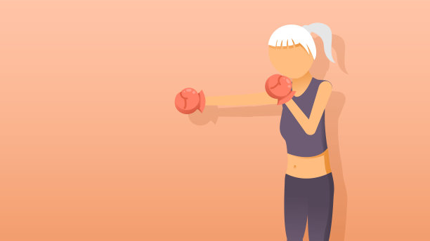 抽象扁平女孩做练习拳击运动卡通人物角色概念插图矢量设计风格图片下载