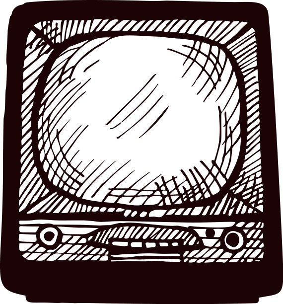 在白色背景上孤立雕刻的复古电视图片下载