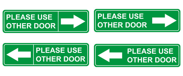 请使用其他门图形图标，信息标签，通知文字方向矢量插图图片下载