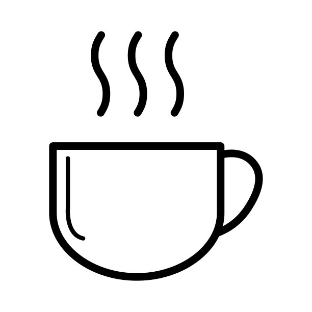 咖啡图标，早餐喝咖啡，卡布奇诺，热简单孤立插图，矢量线图片下载