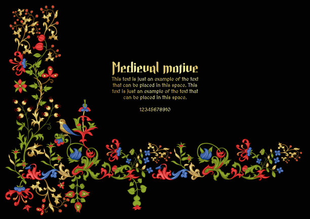 花卉复古图案中世纪光照派图片下载