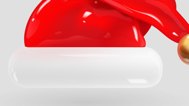 圣诞老人帽子孤立在灰色背景3d图片下载