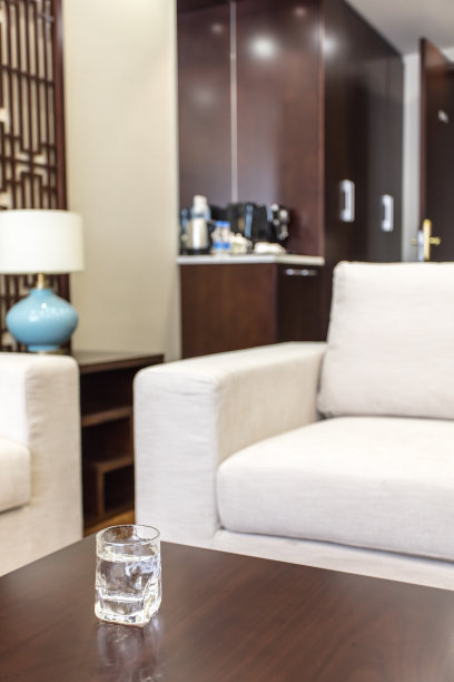豪华套房客厅里的一杯水图片下载
