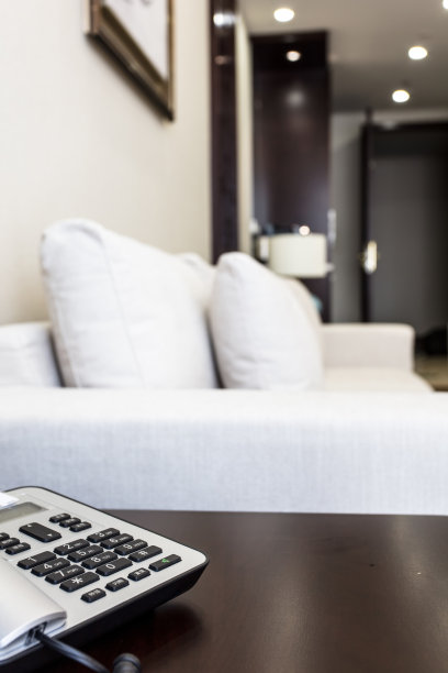 客厅有电话和沙发图片下载