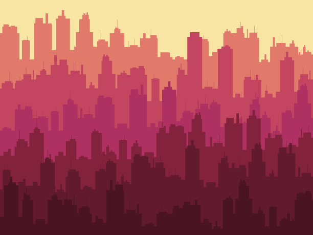 城市在日落，夏天热在城市图片下载