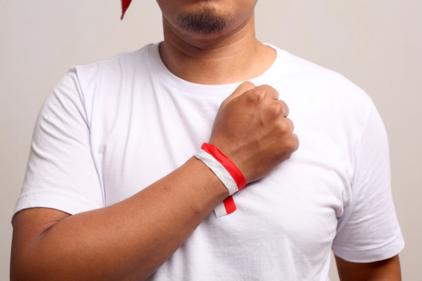 特写照片亚洲人的尊重或致敬的手势。独立日的概念图片下载