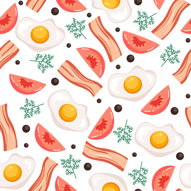 炒鸡蛋线条艺术无缝图案图片下载