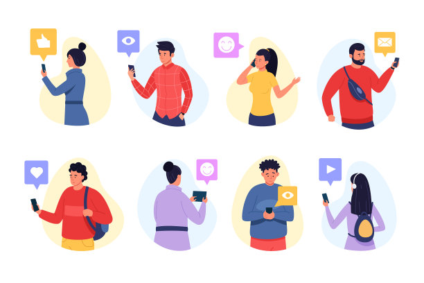 人们电话沟通卡通人物图片下载