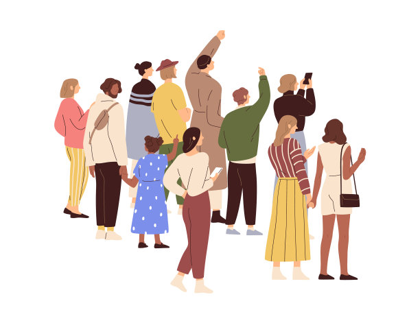 一群人聚在一起看背影的背面图片下载