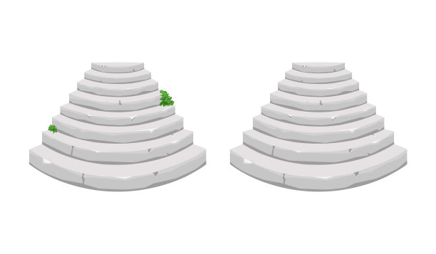 古老的圆形石阶，绿意盎然图片下载