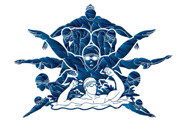 游泳的人一起游泳动作图片下载