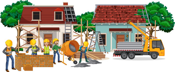 与工人隔离的建筑工地图片下载