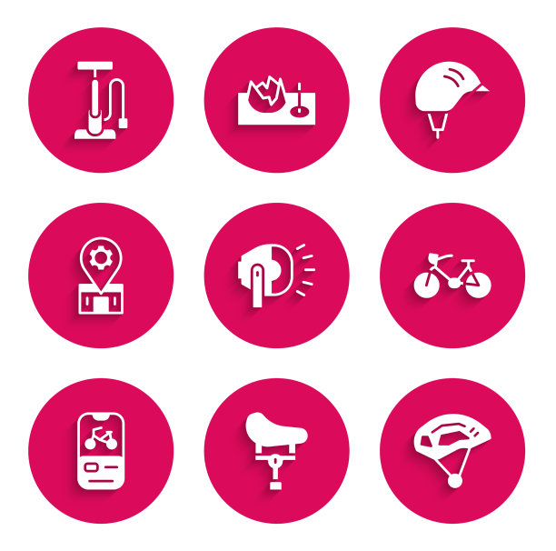 集自行车头灯、座椅、头盔租赁移动图片下载