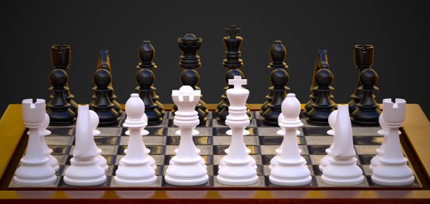 棋盘上的棋子近景3D电脑生成的图像图片下载