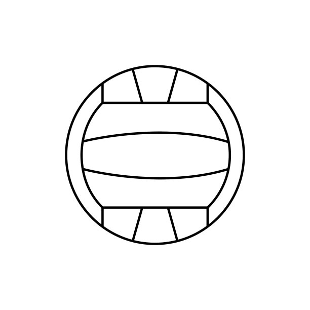 排球轮廓图标在白色背景图片下载