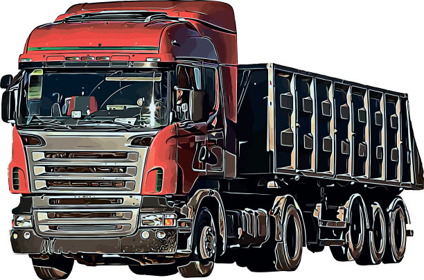 用于运输各种货物的重型卡车的彩色矢量图像图片下载