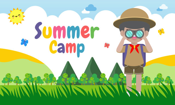 夏令营横幅模板背景童军图片下载