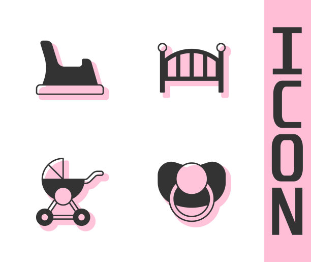 设置婴儿假奶嘴，便盆，婴儿车和婴儿床图片下载