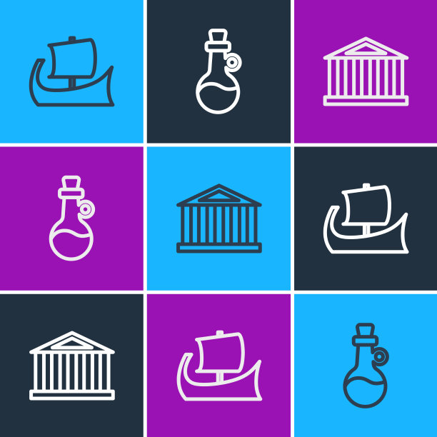 设置线希腊三列梅帕台农和瓶图片下载