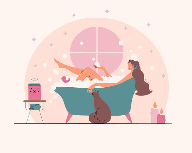 戴着无线耳机的年轻美女图片下载