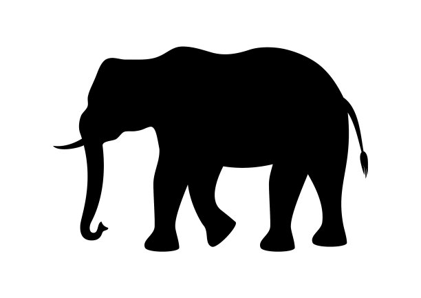 大象黑色剪影图标图片下载