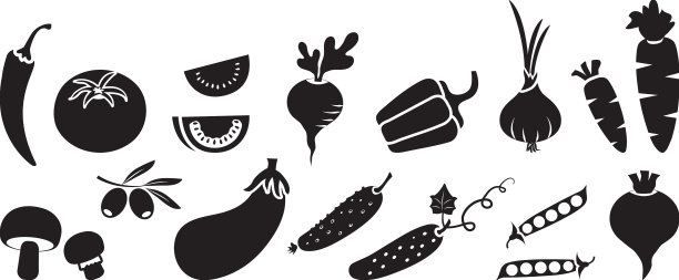 蔬菜黑色轮廓图标设置图片下载