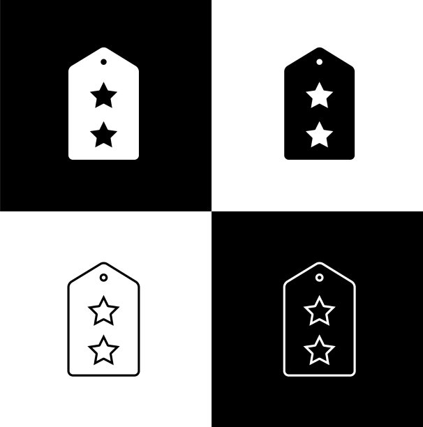 设置军衔图标孤立在黑白上图片下载