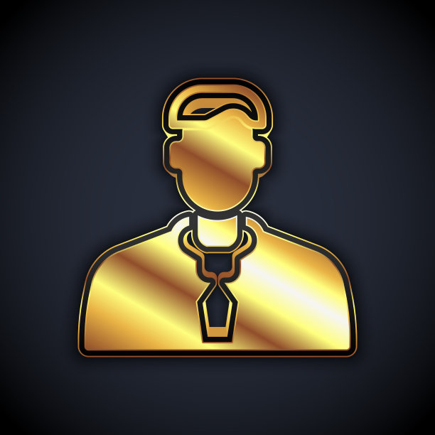 黄金工人图标孤立在黑色背景图片下载