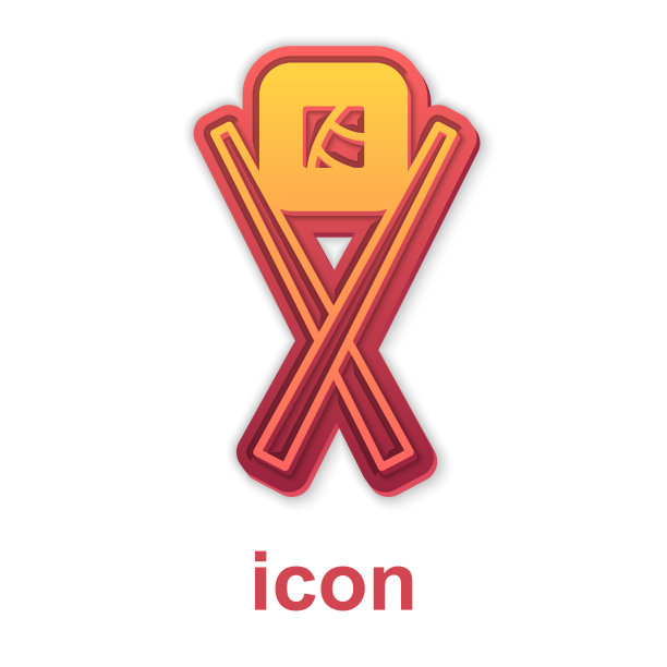 金色寿司与筷子图标孤立在白色图片下载