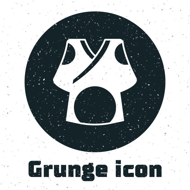 Grunge和服图标孤立在白色背景图片下载
