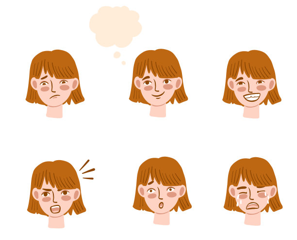 一组有着不同情感的红发女孩图片下载