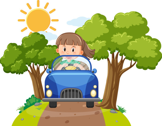 可爱的女孩开车卡通图片下载