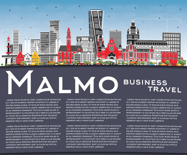 瑞典马尔默的城市天际线与彩色建筑图片下载