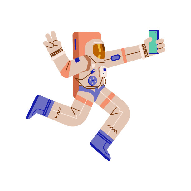 宇航员跳伞和用手机自拍图片下载